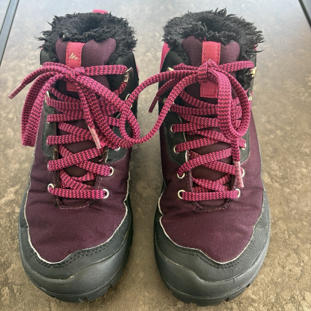 Quechua Decathlon Snow Contact Waterproof 100 Warm Hiking Boots Youth Size 2 - Picture 3 of 9